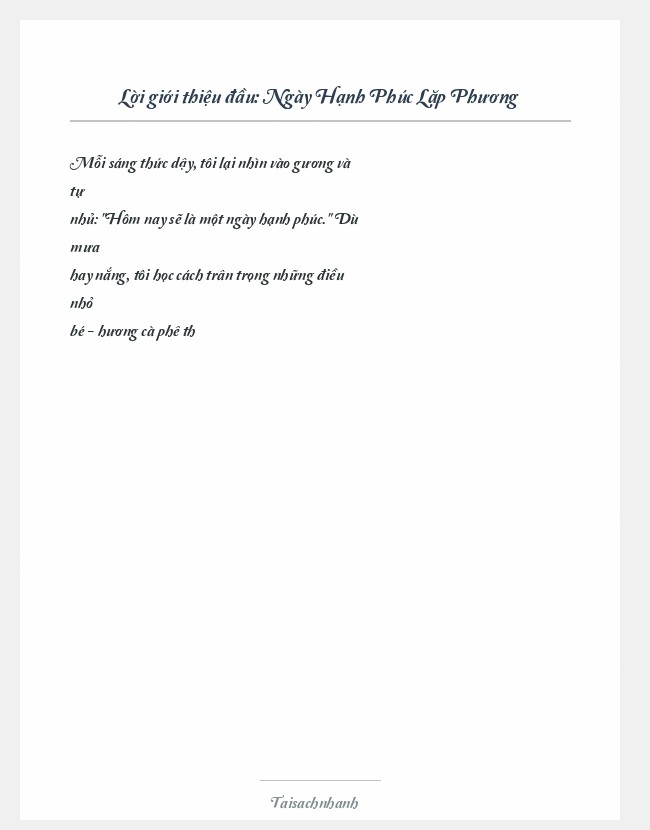 Trích đoạn Ngày Hạnh Phúc Lặp Phương