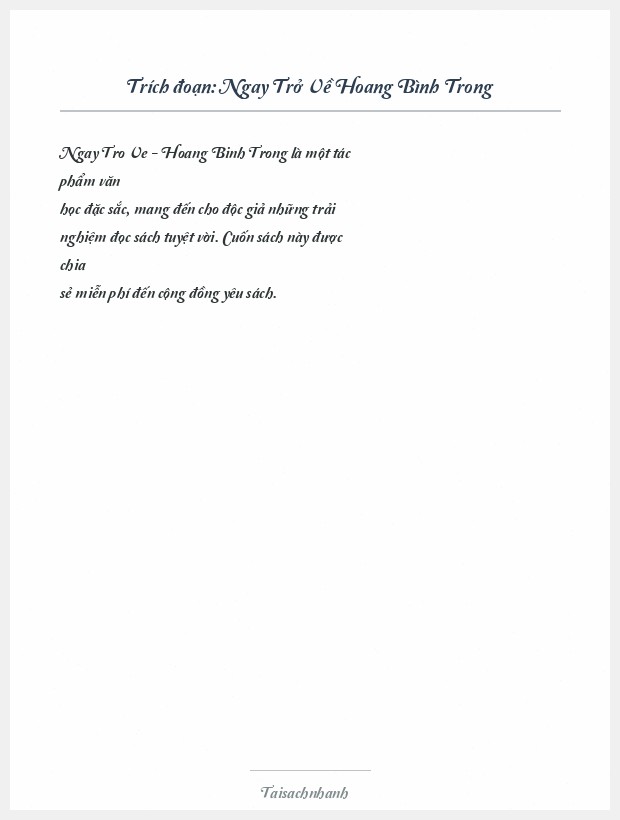 Trích đoạn Ngay Trở Về Hoang Bình Trong
