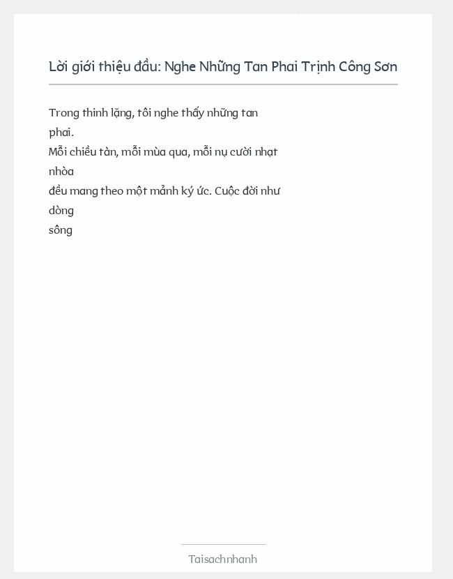 Trích đoạn Nghe Những Tan Phai Trịnh Công Sơn