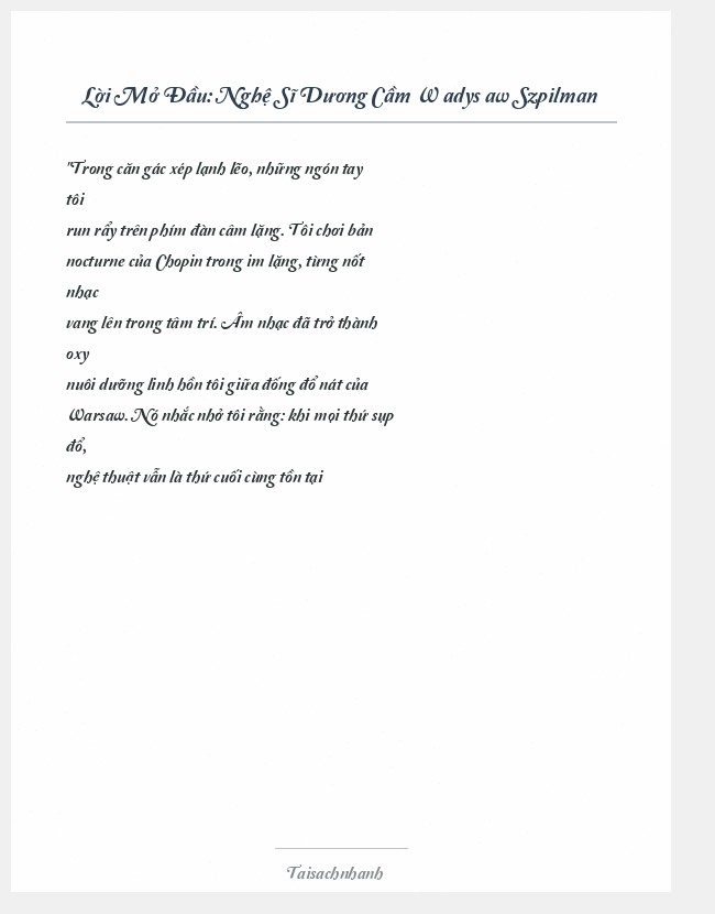 Trích đoạn Nghệ Sĩ Dương Cầm Władysław Szpilman
