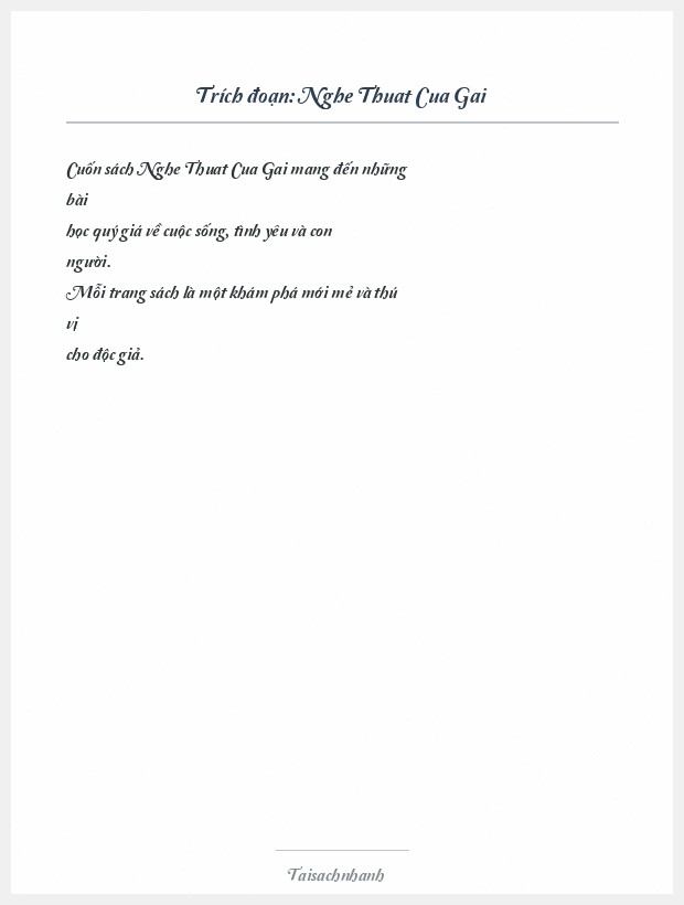 Trích đoạn Nghe Thuat Cua Gai