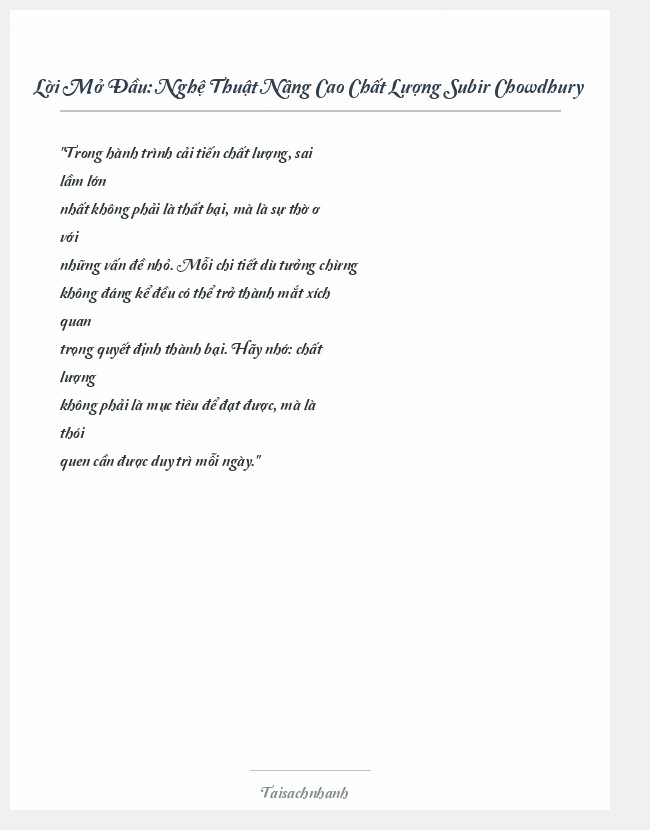 Trích đoạn Nghệ Thuật Nâng Cao Chất Lượng Subir Chowdhury