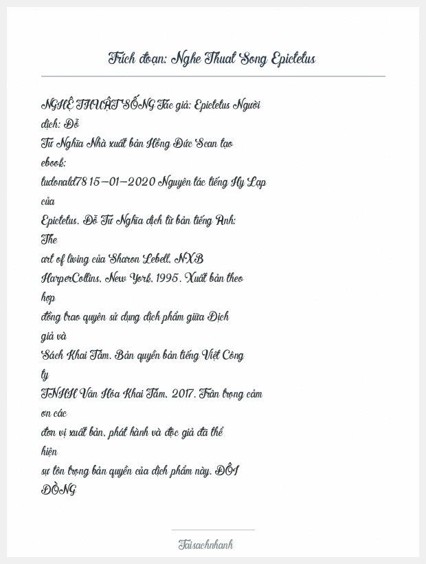 Trích đoạn Nghe Thuat Song Epictetus