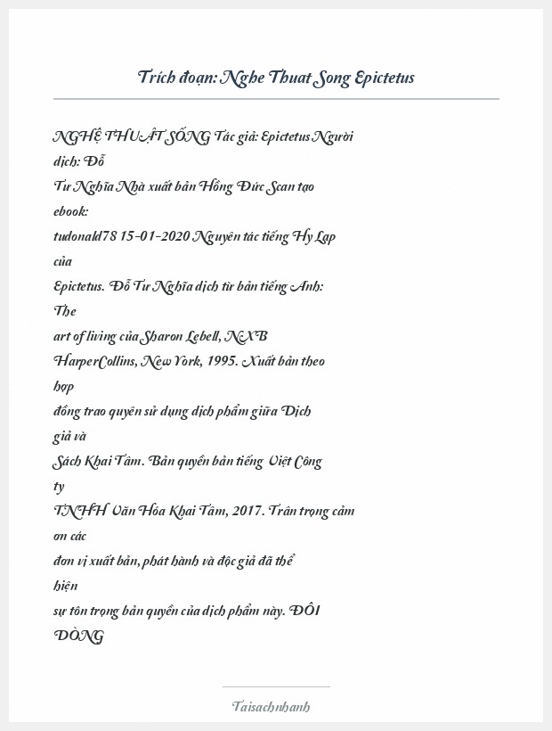 Trích đoạn Nghe Thuat Song Epictetus