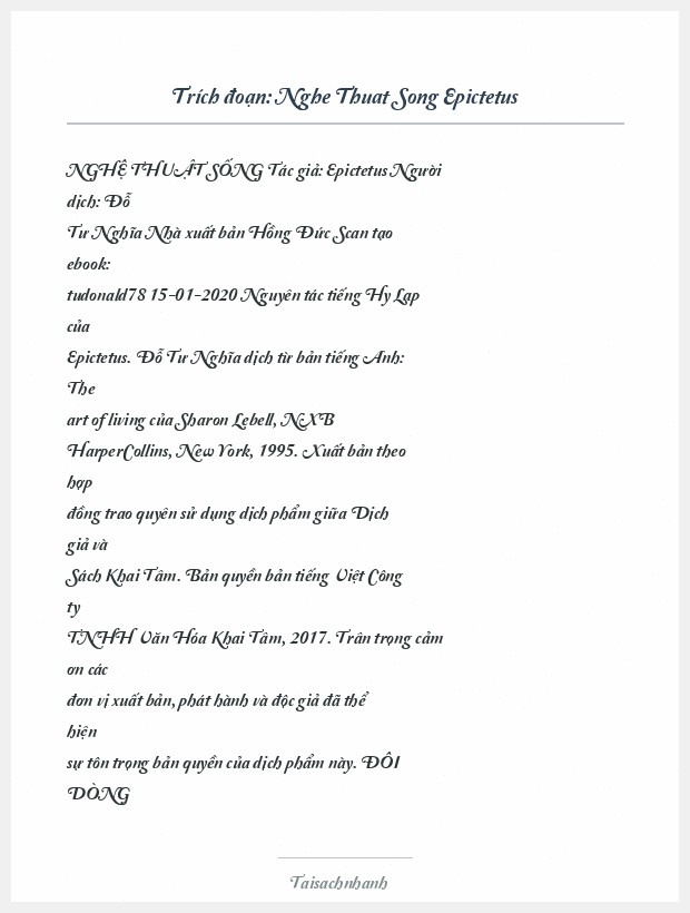 Trích đoạn Nghe Thuat Song Epictetus