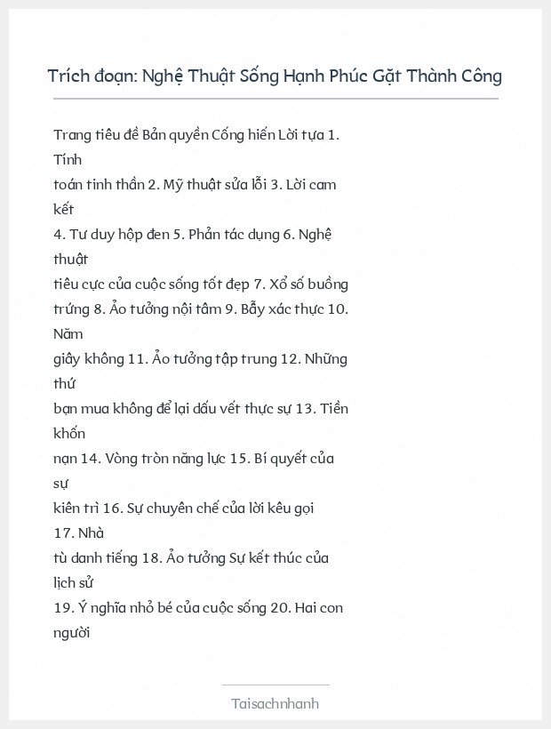 Trích đoạn Nghệ Thuật Sống Hạnh Phúc Gặt Thành Công