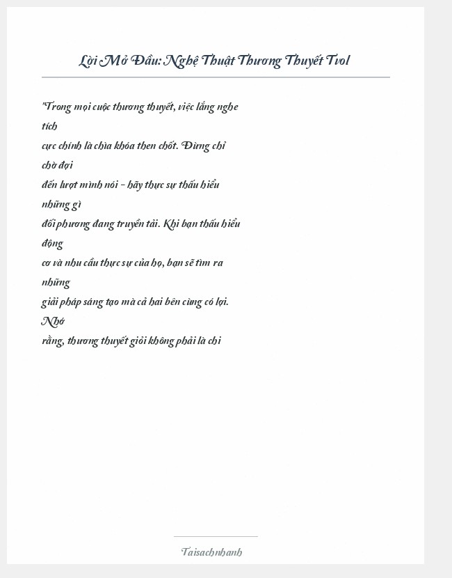 Trích đoạn Nghệ Thuật Thương Thuyết Tvol