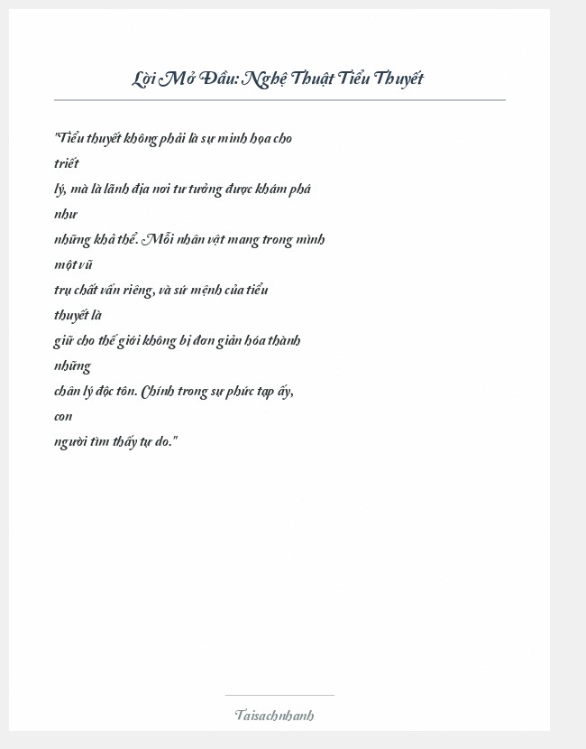 Trích đoạn Nghệ Thuật Tiểu Thuyết