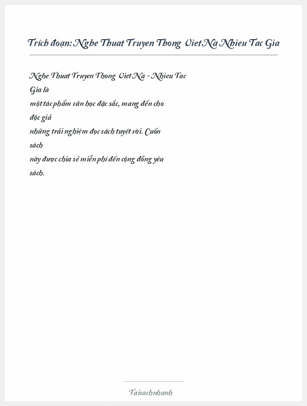 Trích đoạn Nghe Thuat Truyen Thong Viet Na Nhieu Tac Gia