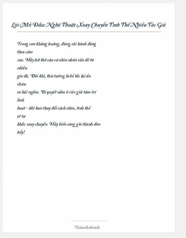 Trích đoạn Nghệ Thuật Xoay Chuyển Tình Thế Nhiều Tác Giả