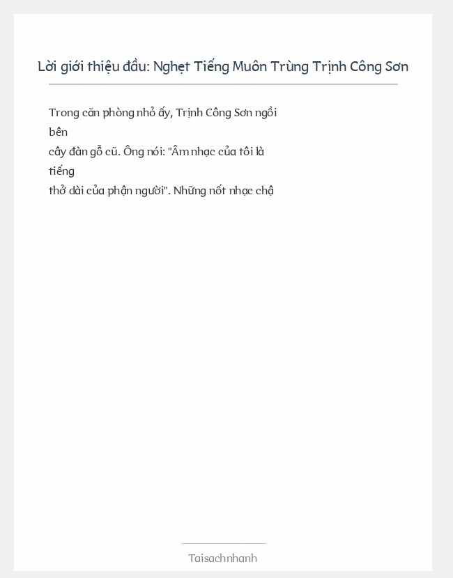 Trích đoạn Nghẹt Tiếng Muôn Trùng Trịnh Công Sơn