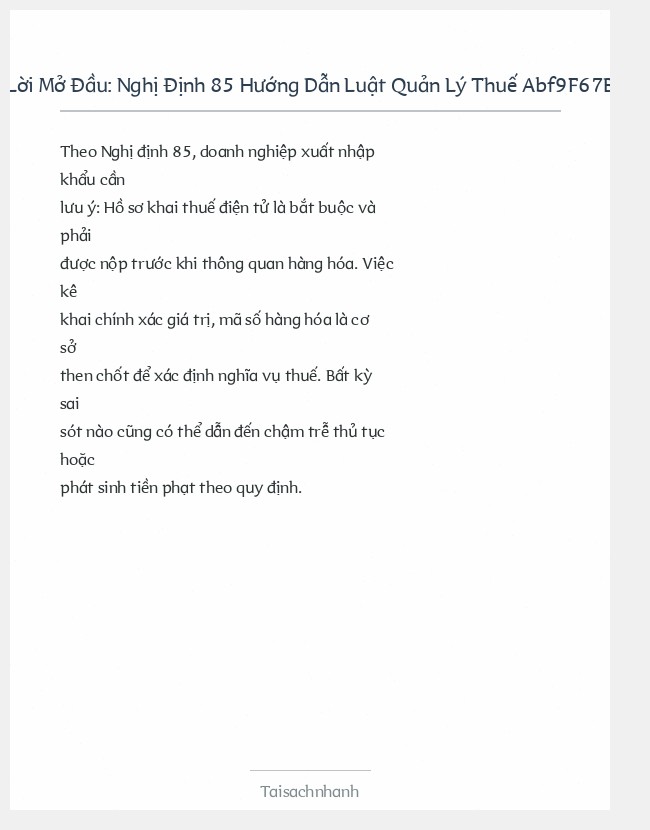 Trích đoạn Nghị Định 85 Hướng Dẫn Luật Quản Lý Thuế Abf9F67B