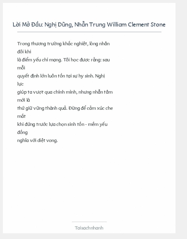 Trích đoạn Nghị Dũng, Nhẫn Trung William Clement Stone