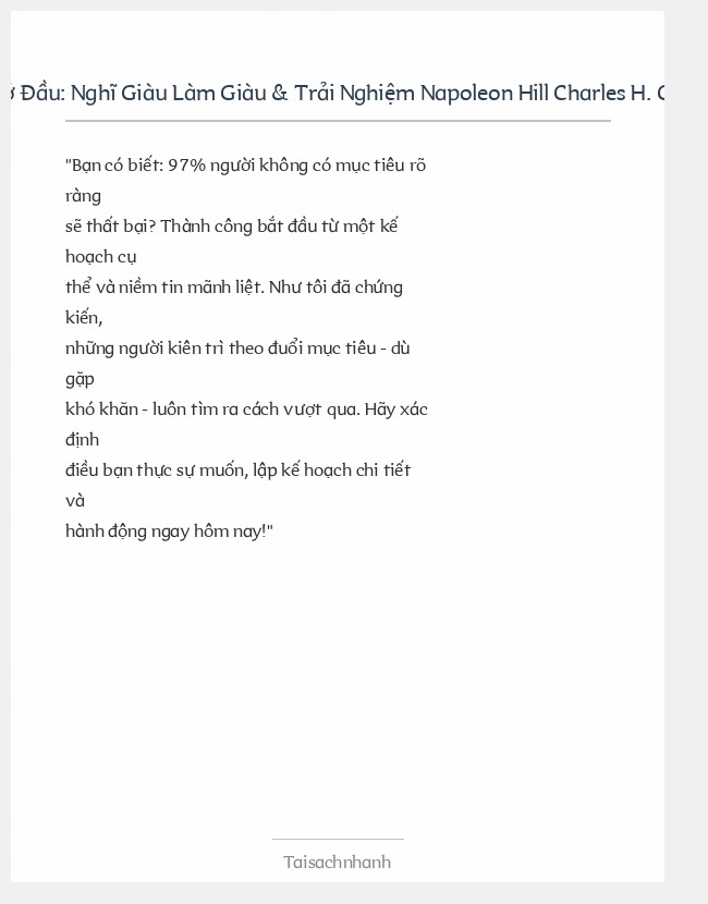 Trích đoạn Nghĩ Giàu Làm Giàu & Trải Nghiệm Napoleon Hill Charles H. Cranfo