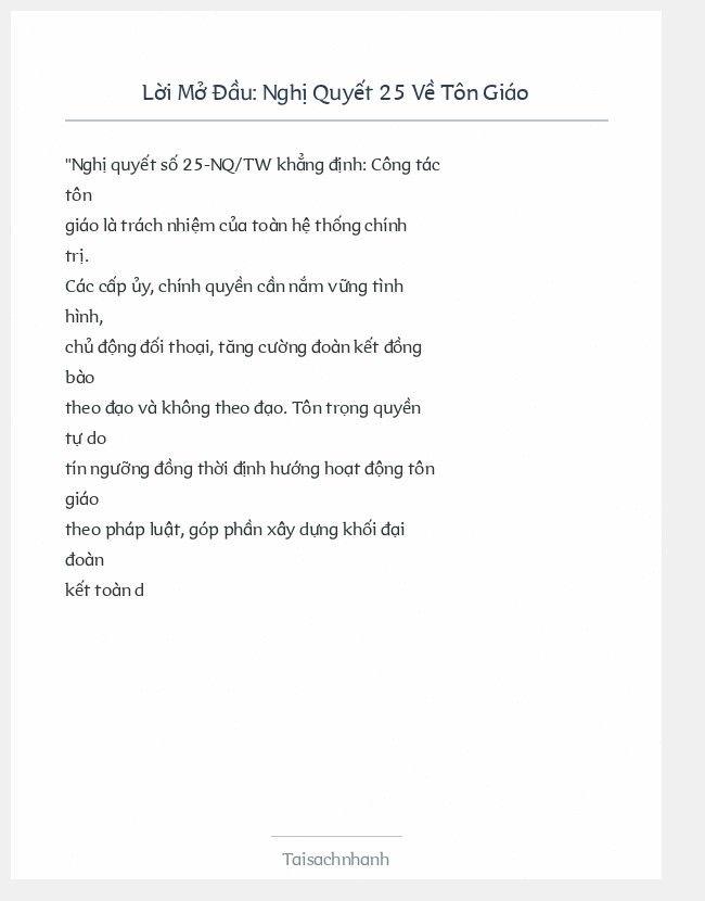 Trích đoạn Nghị Quyết 25 Về Tôn Giáo