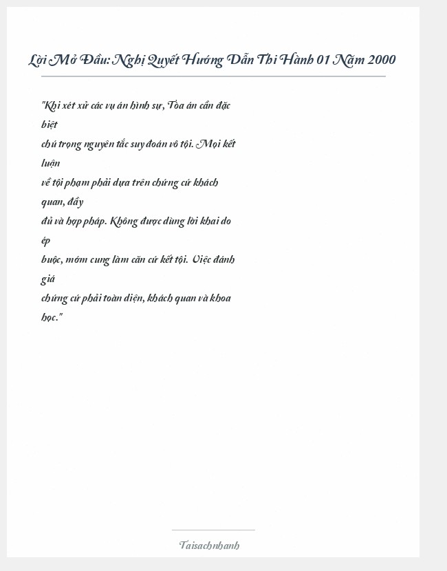 Trích đoạn Nghị Quyết Hướng Dẫn Thi Hành 01 Năm 2000