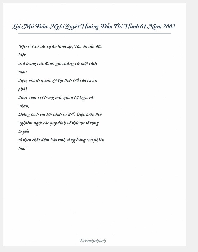 Trích đoạn Nghị Quyết Hướng Dẫn Thi Hành 01 Năm 2002