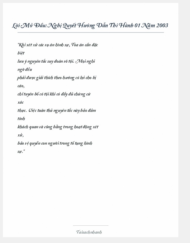 Trích đoạn Nghị Quyết Hướng Dẫn Thi Hành 01 Năm 2003