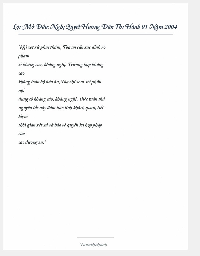 Trích đoạn Nghị Quyết Hướng Dẫn Thi Hành 01 Năm 2004