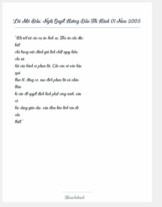 Trích đoạn Nghị Quyết Hướng Dẫn Thi Hành 01 Năm 2005