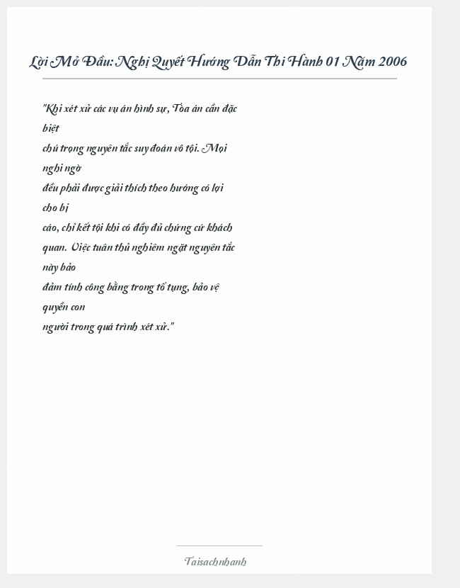 Trích đoạn Nghị Quyết Hướng Dẫn Thi Hành 01 Năm 2006