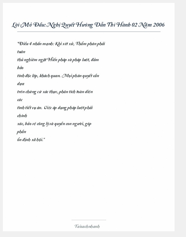 Trích đoạn Nghị Quyết Hướng Dẫn Thi Hành 02 Năm 2006