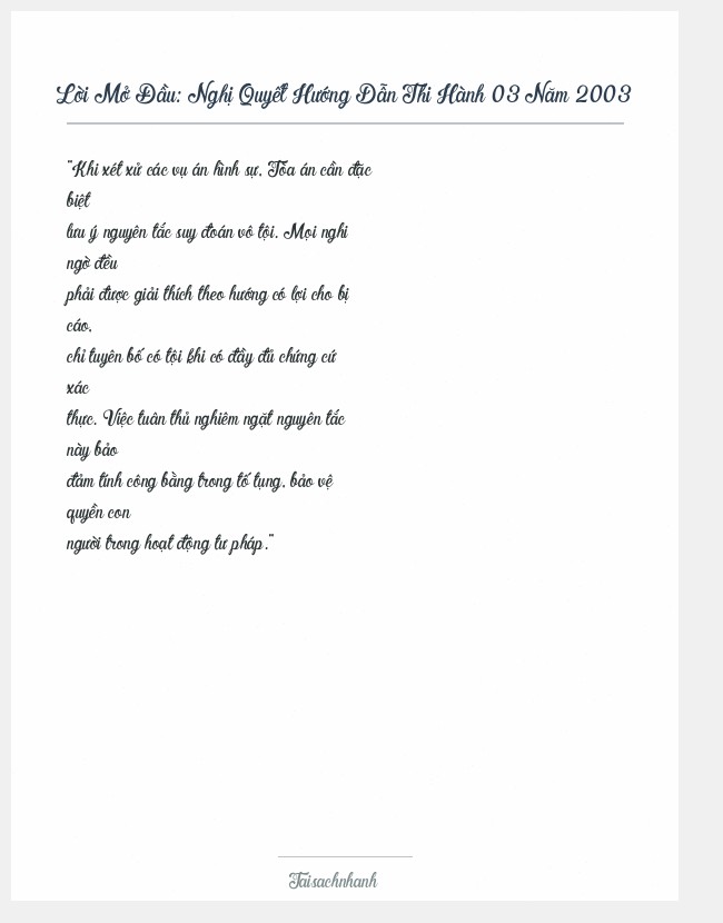 Trích đoạn Nghị Quyết Hướng Dẫn Thi Hành 03 Năm 2003