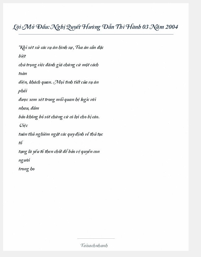 Trích đoạn Nghị Quyết Hướng Dẫn Thi Hành 03 Năm 2004