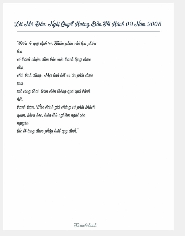 Trích đoạn Nghị Quyết Hướng Dẫn Thi Hành 03 Năm 2005