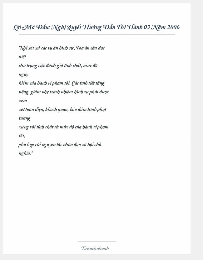Trích đoạn Nghị Quyết Hướng Dẫn Thi Hành 03 Năm 2006