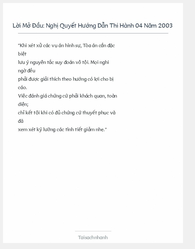 Trích đoạn Nghị Quyết Hướng Dẫn Thi Hành 04 Năm 2003