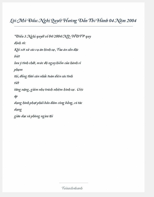 Trích đoạn Nghị Quyết Hướng Dẫn Thi Hành 04 Năm 2004