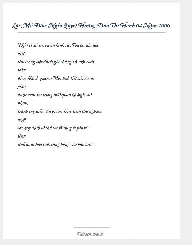 Trích đoạn Nghị Quyết Hướng Dẫn Thi Hành 04 Năm 2006