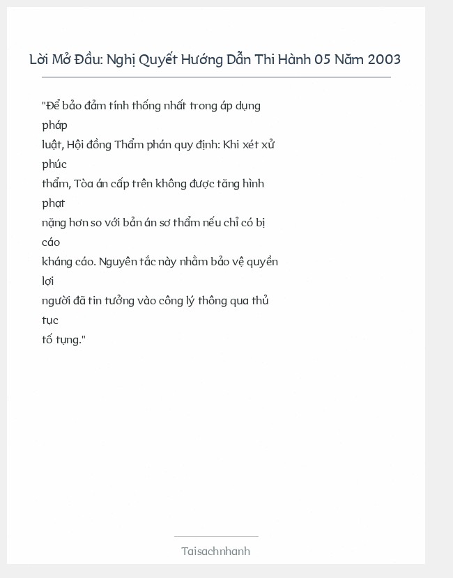 Trích đoạn Nghị Quyết Hướng Dẫn Thi Hành 05 Năm 2003