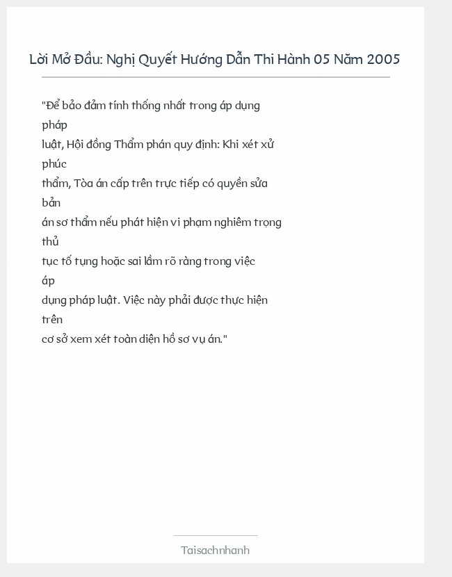 Trích đoạn Nghị Quyết Hướng Dẫn Thi Hành 05 Năm 2005