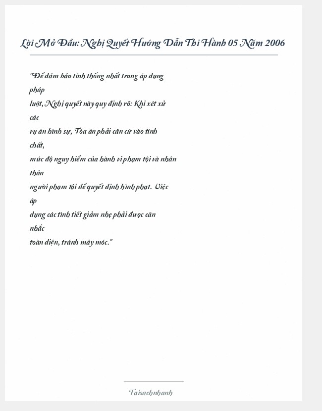 Trích đoạn Nghị Quyết Hướng Dẫn Thi Hành 05 Năm 2006