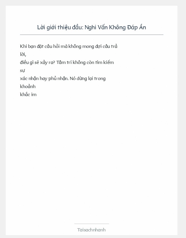 Trích đoạn Nghi Vấn Không Đáp Án