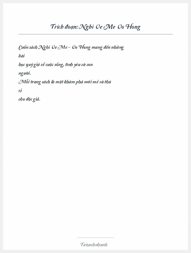 Trích đoạn Nghi Ve Me Vo Hong