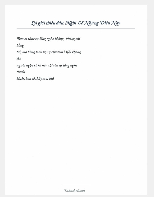 Trích đoạn Nghĩ Về Những Điều Này