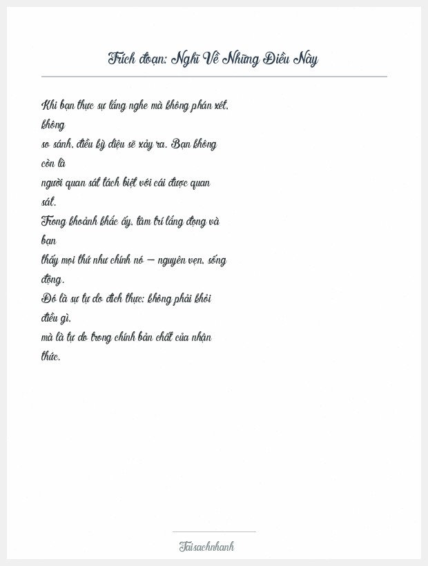 Trích đoạn Nghĩ Về Những Điều Này