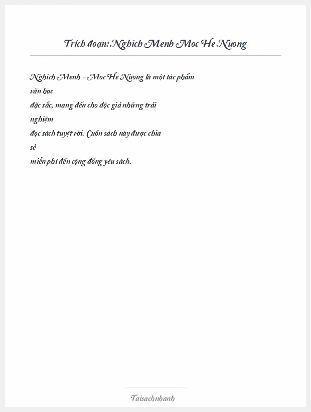 Trích đoạn Nghich Menh Moc He Nuong