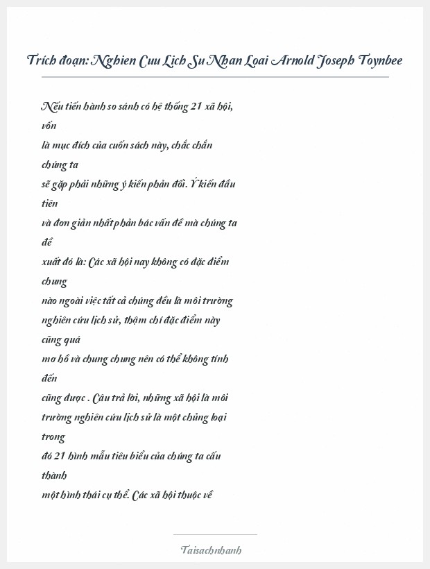 Trích đoạn Nghien Cuu Lich Su Nhan Loai Arnold Joseph Toynbee