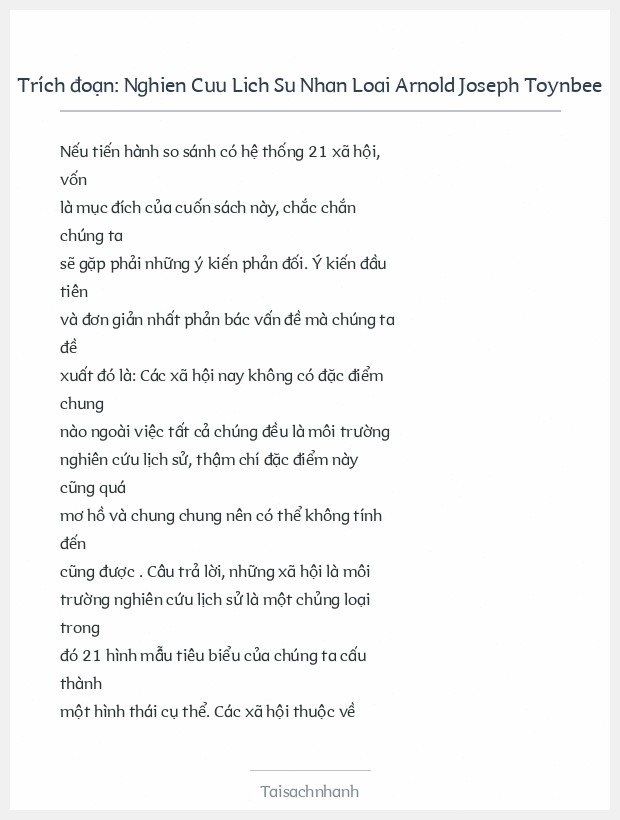 Trích đoạn Nghien Cuu Lich Su Nhan Loai Arnold Joseph Toynbee