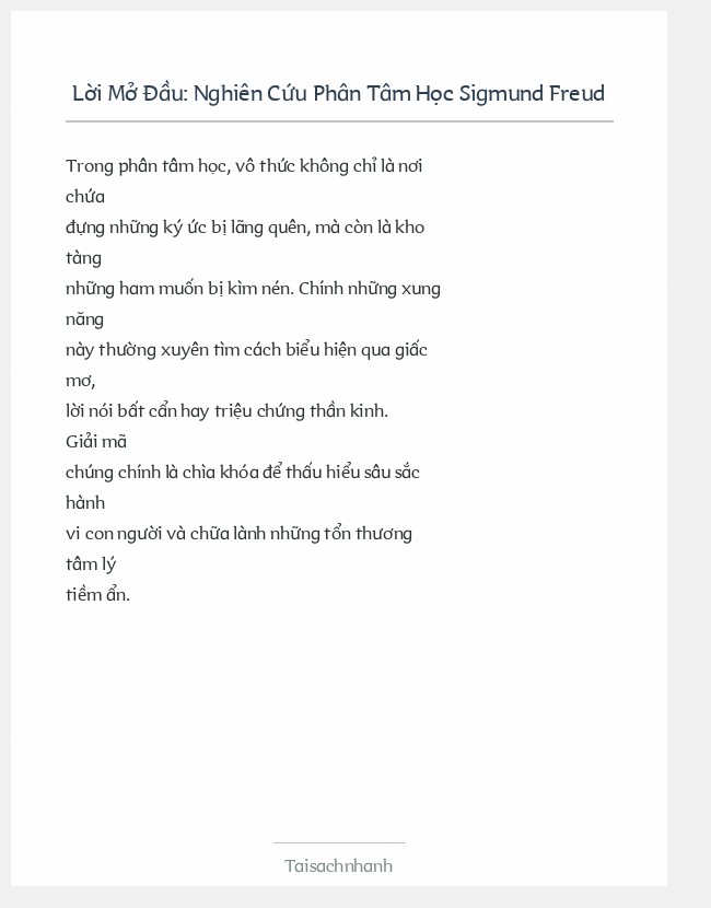 Trích đoạn Nghiên Cứu Phân Tâm Học Sigmund Freud