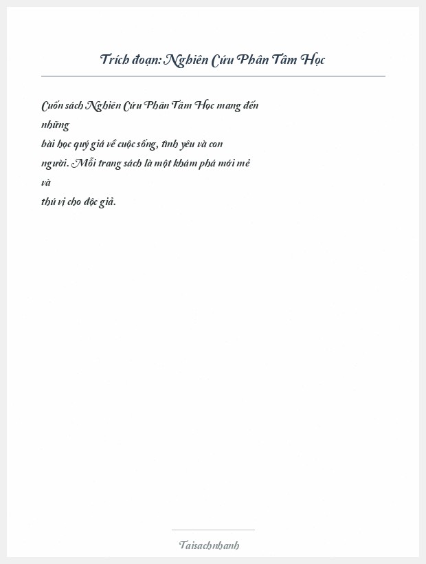 Trích đoạn Nghiên Cứu Phân Tâm Học