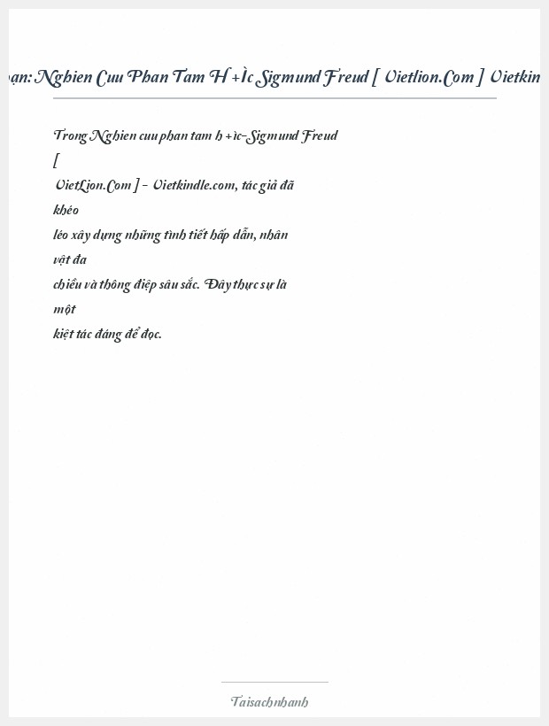 Trích đoạn Nghien Cuu Phan Tam Hß+Ìc Sigmund Freud [ Vietlion.Com ] Vietkindle.Com