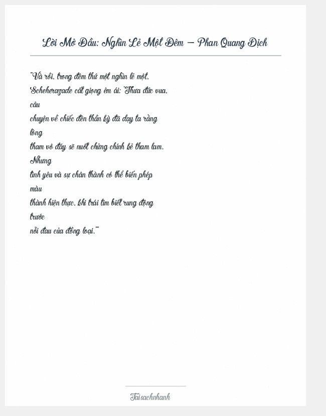 Trích đoạn Nghìn Lẻ Một Đêm - Phan Quang Dịch