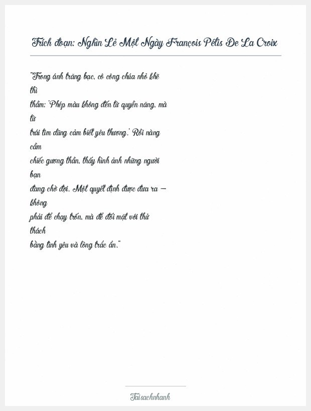 Trích đoạn Nghìn Lẻ Một Ngày François Pétis De La Croix