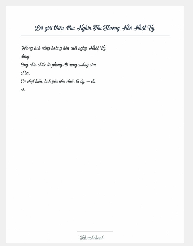 Trích đoạn Nghìn Thu Thương Nhớ Nhật Vy