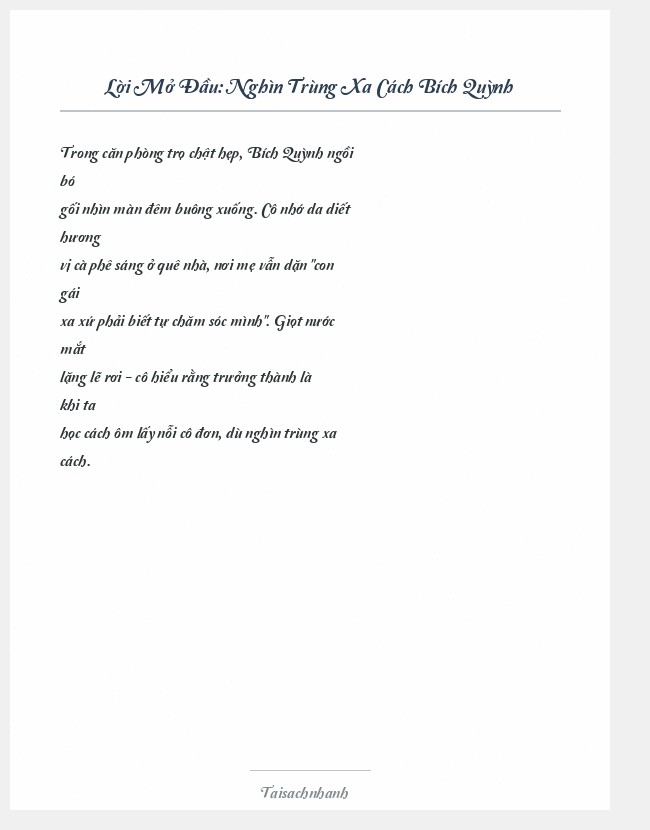 Trích đoạn Nghìn Trùng Xa Cách Bích Quỳnh
